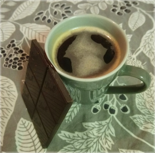 Picture of coffee and chocolate.